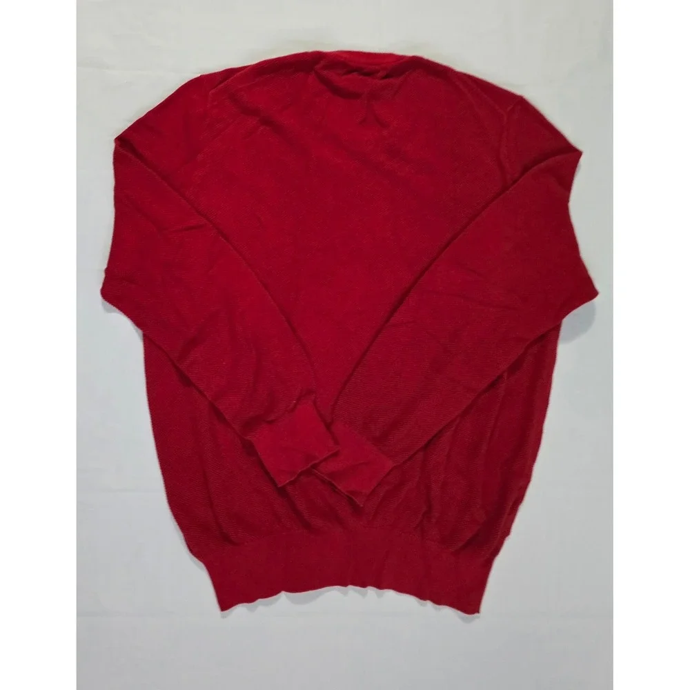 Polo Ralph Lauren Mens Red Pima Cotton Textured Crewneck Sweater Large L